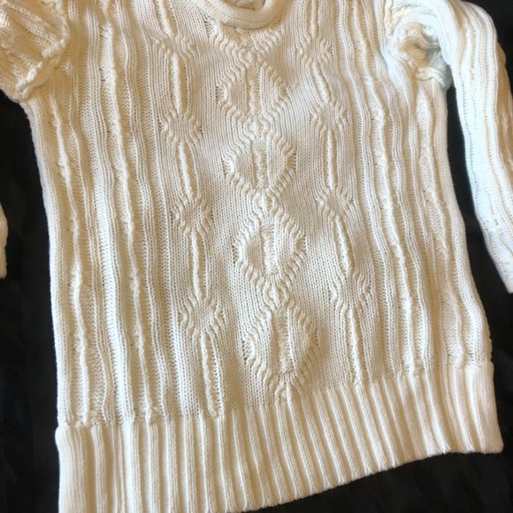 Vintage Chunky Knit, Gorgeous Warm Mock Neck Cream Sweater- Temporarily Altered - Picture 7 of 12